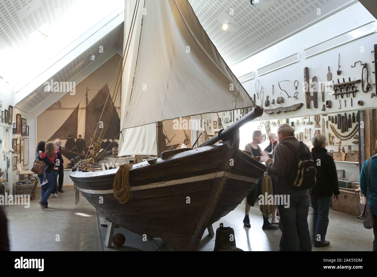 Skogar: typisches Fischerboot im Heimatmuseum, Island | usage worldwide Stock Photo