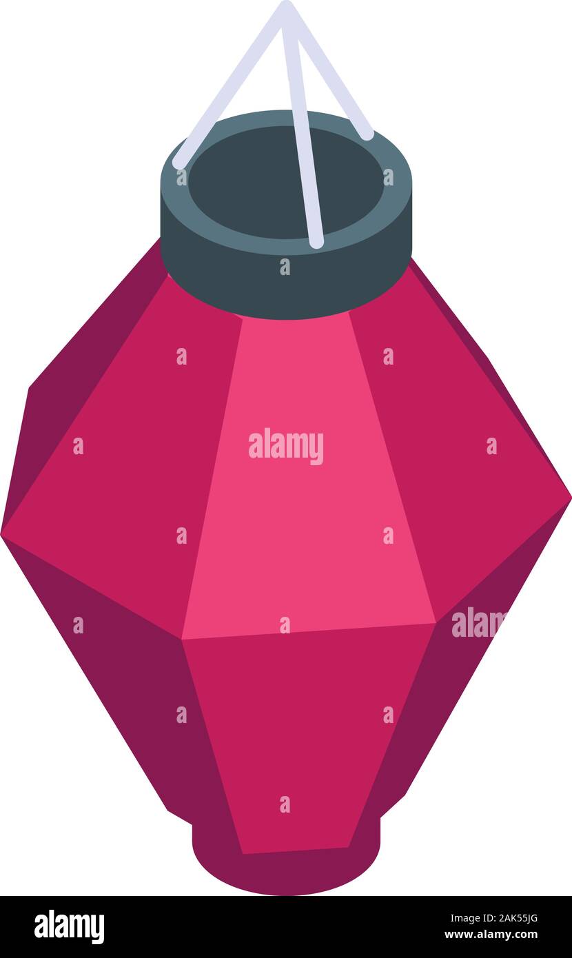 Faceted chinese lantern icon, isometric style Stock Vector