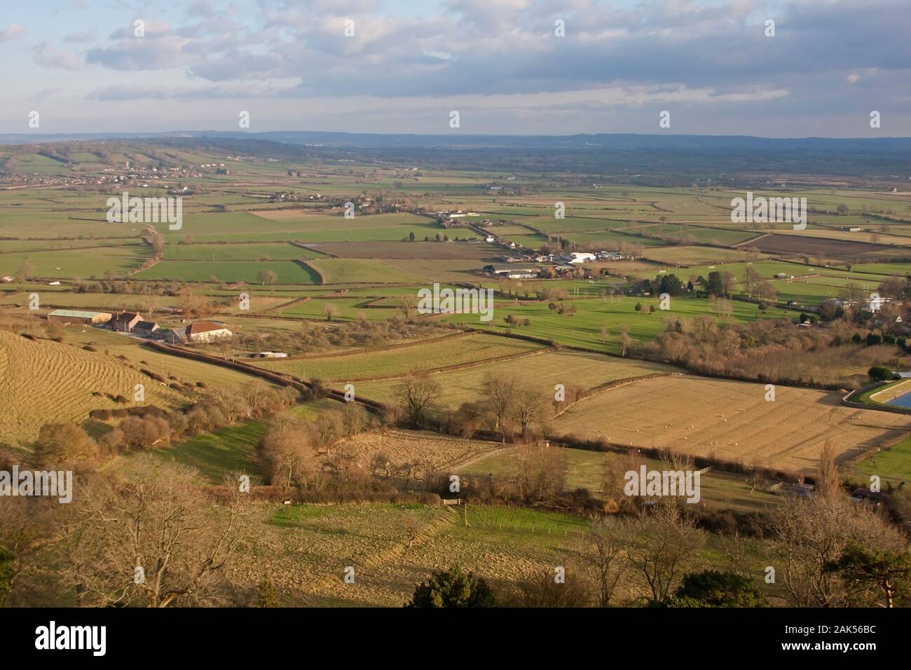 Somerset levels from the air in winter Stock Photo
