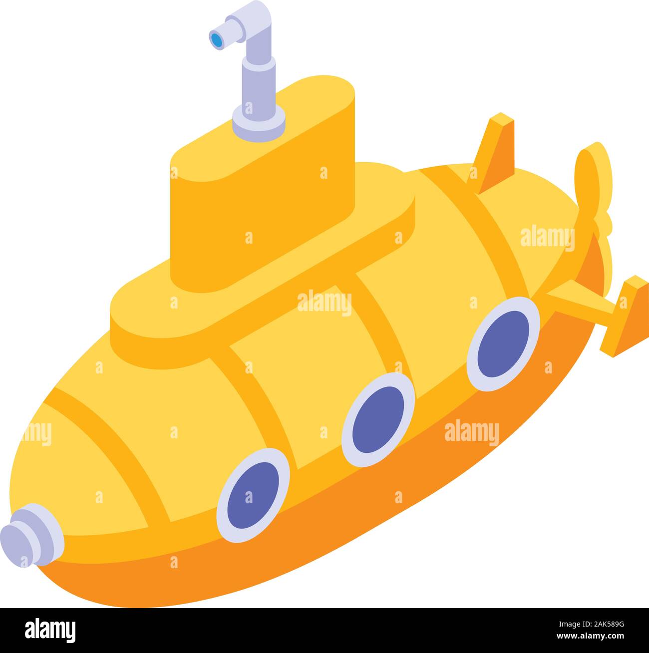 Yellow submarine icon, isometric style Stock Vector