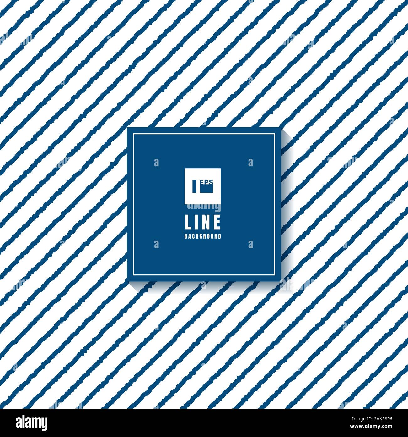 Abstract pattern blue hand drawn rough lines diagonal on white background. Vector illustration Stock Vector