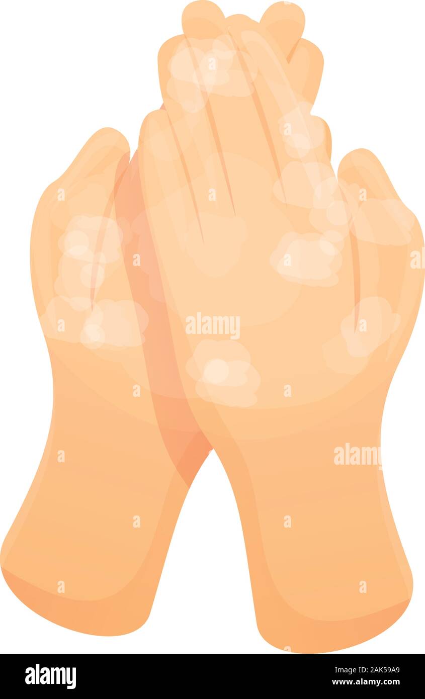 Soapy hands icon. Cartoon of soapy hands vector icon for web design