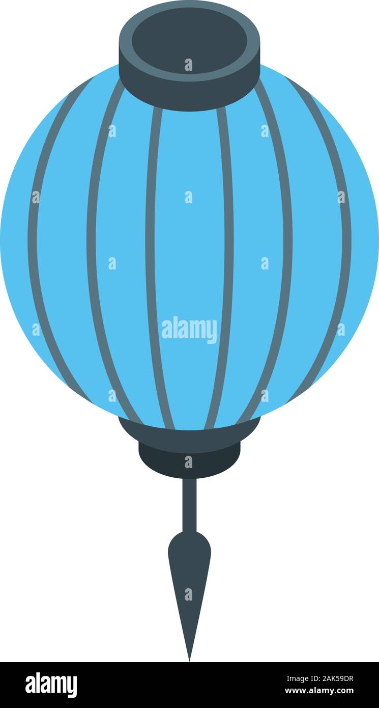 Blue paper lantern icon, isometric style Stock Vector