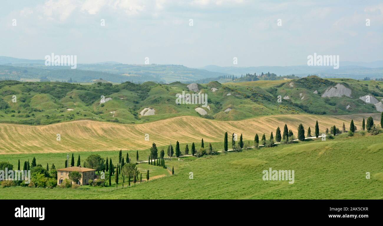Attractive landscape of the Crete Senesi, Tuscany, Italy Stock Photo