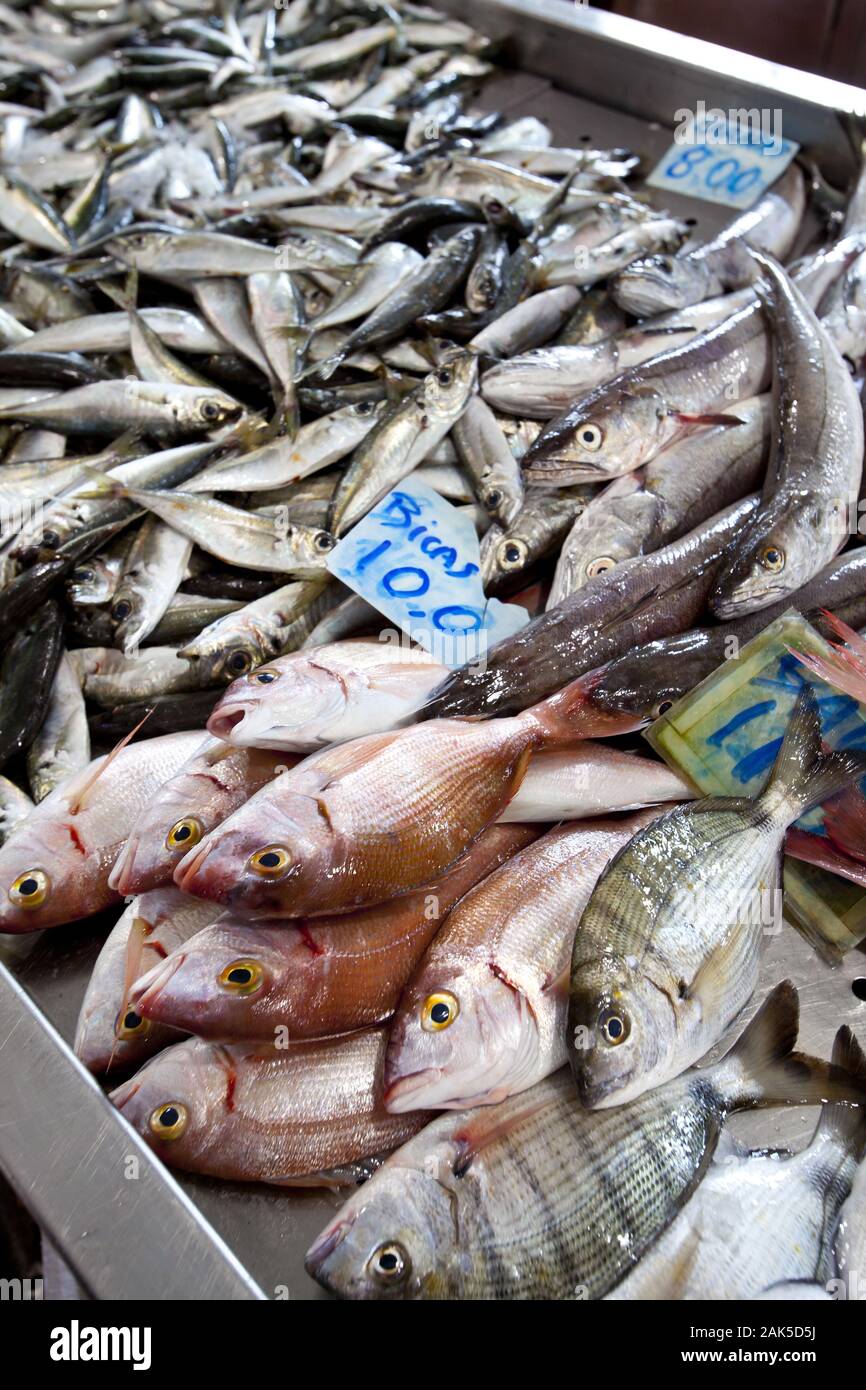 Fischverkauf auf dem Markt, Algarve | usage worldwide Stock Photo