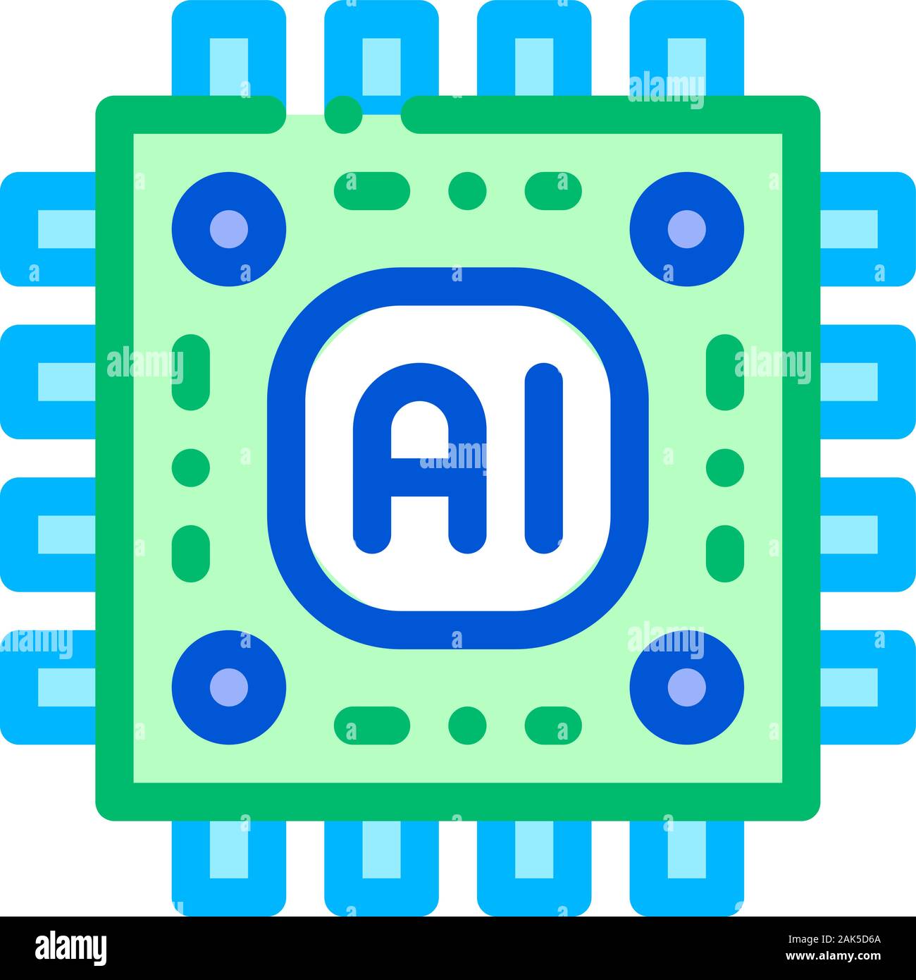 Artificial Intelligence Microchip Vector Sign Icon Stock Vector