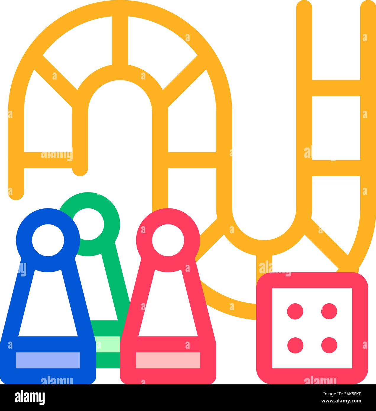 Interactive Kids Board Game Vector Thin Line Icon Stock Vector