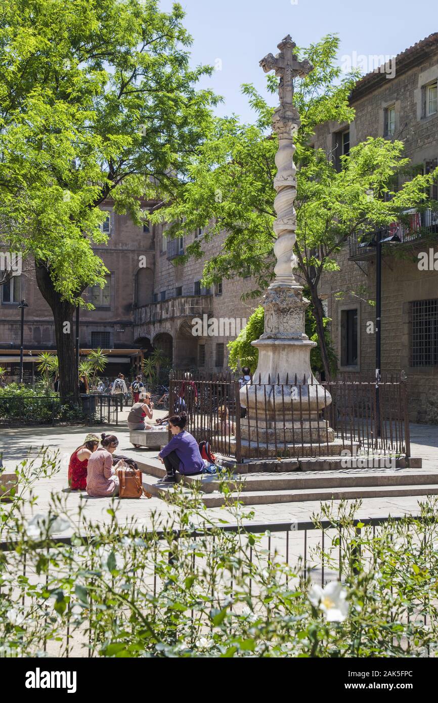 Stadteil Raval: Jardins de Rubio i Lluch, einst Hospitalgarten, heute kleiner oeffentlicher Garten unweit der Rambla, Barcelona | usage worldwide Stock Photo