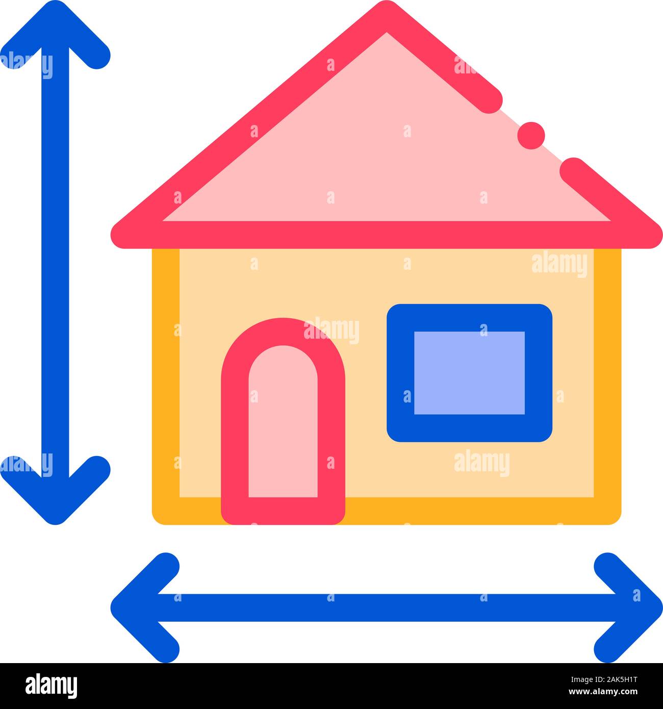 House Size Height And Width Vector Thin Line Icon Stock Vector Image ...