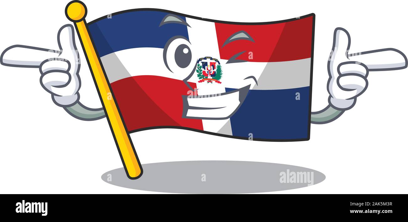 mascot cartoon design of flag dominican republic with Wink eye Stock Vector