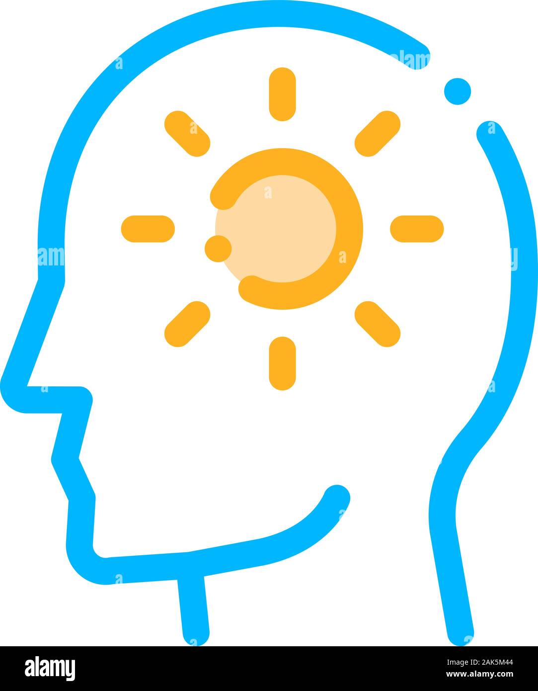 Shining Sun In Man Silhouette Mind Vector Icon Stock Vector