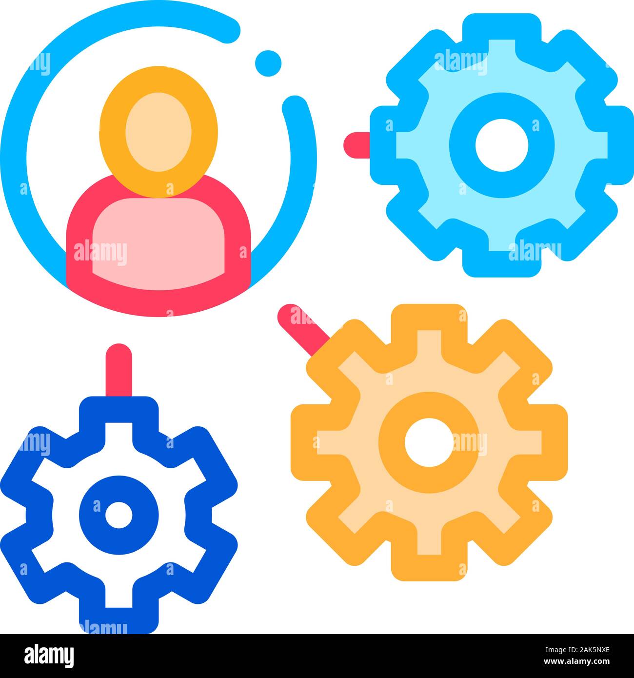 Gear Mechanism And Man Silhouette Agile Vector Stock Vector