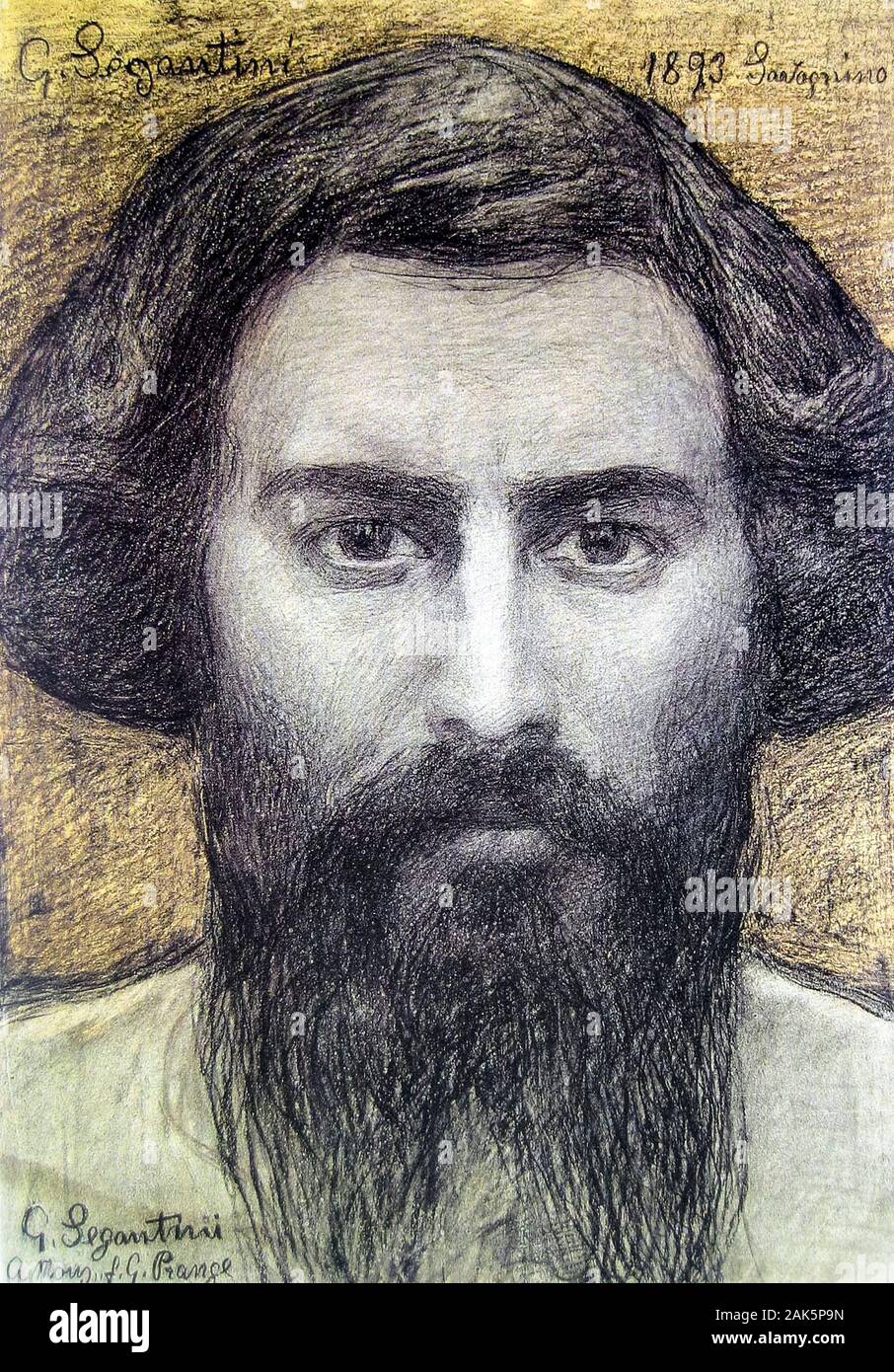 Giovanni Segantini, Self Portrait, drawing, 1893 Stock Photo