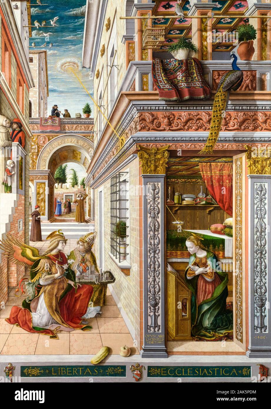 Carlo Crivelli, painting, The Annunciation, with Saint Emidius, 1486 Stock Photo