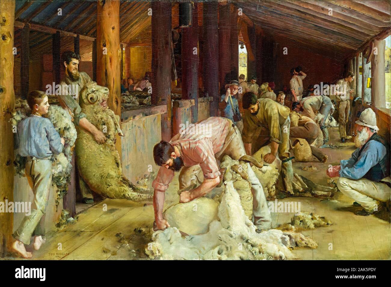 Tom Roberts, painting, Shearing the rams, 1890 Stock Photo