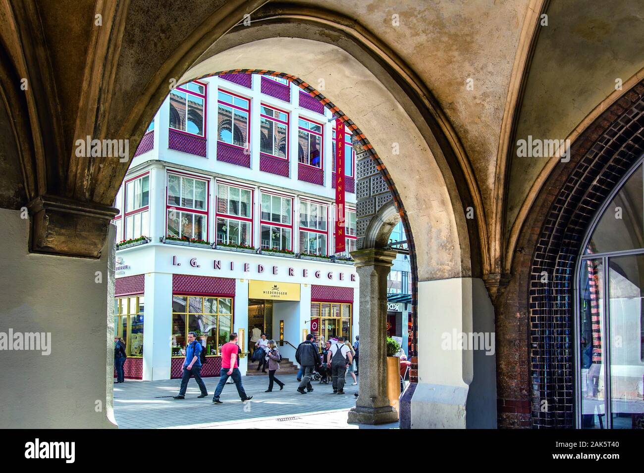 Luebeck: Cafe Niederegger in der Breite Strasse 89, Ostseekueste | usage worldwide Stock Photo