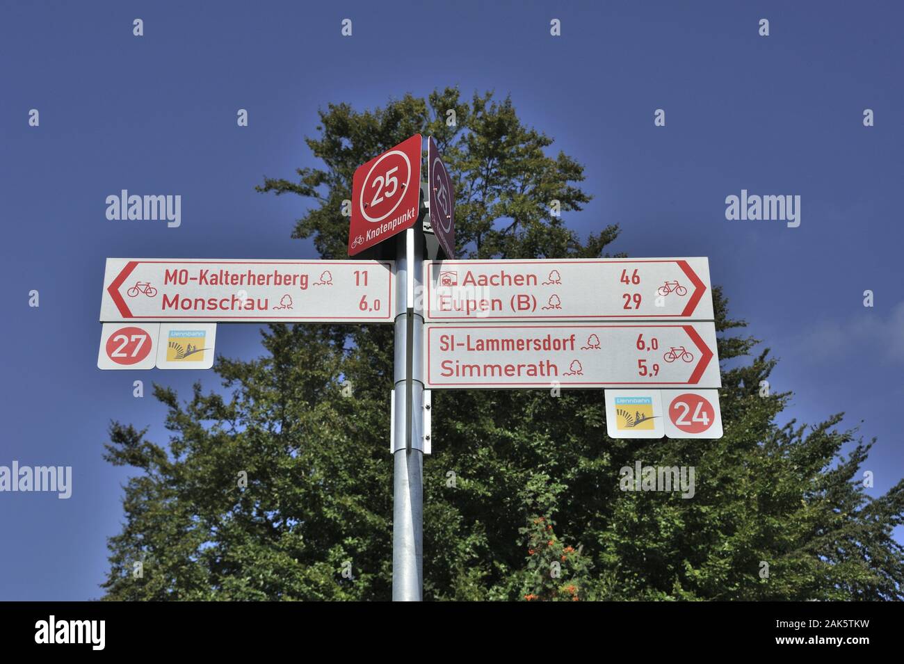 Vennbahn-Radweg: Hinweisschilder, Eifel | usage worldwide Stock Photo