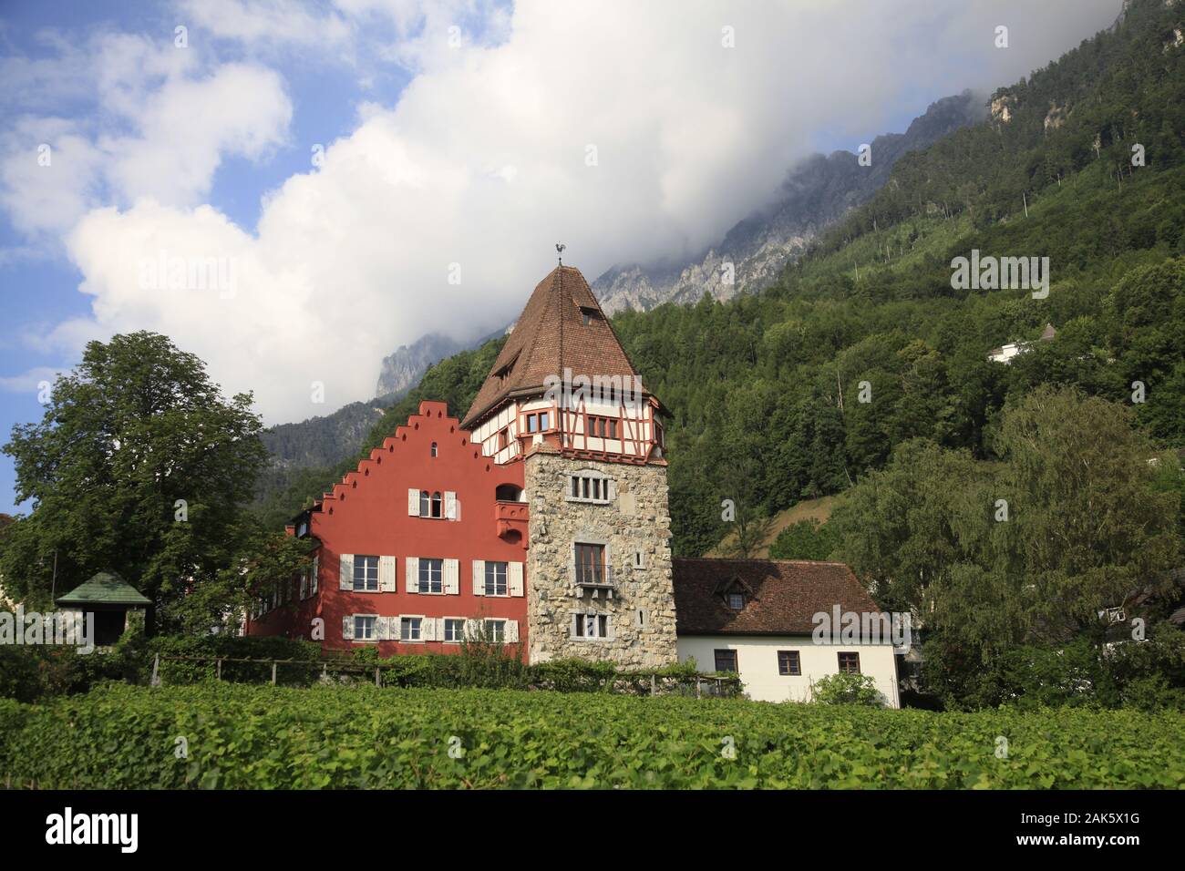 Fuerstentum Liechtenstein Rotes Haus In Vaduz Bodensee Usage
