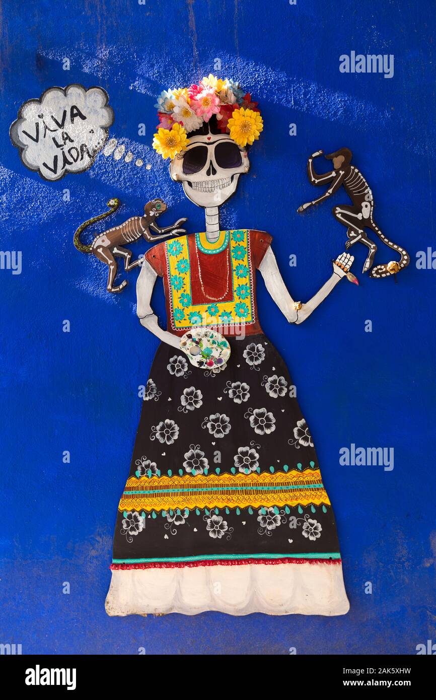 Mexico,Nayarit, Sayulita,   Day of the Dead wall art Stock Photo