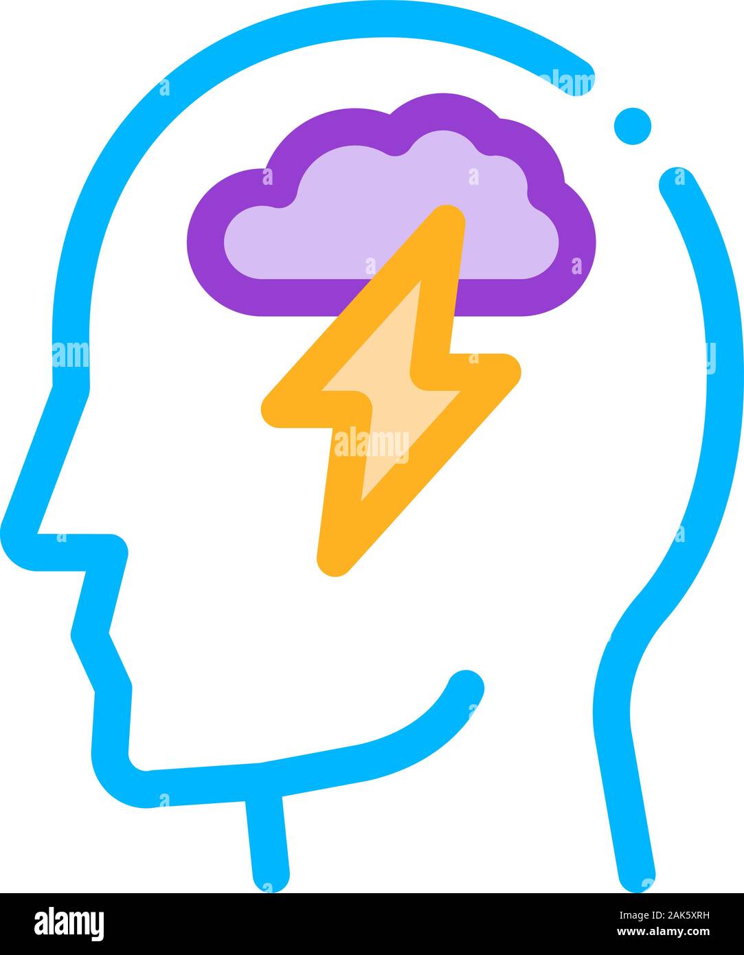 Raining Lightning Cloud In Silhouette Mind Vector Stock Vector