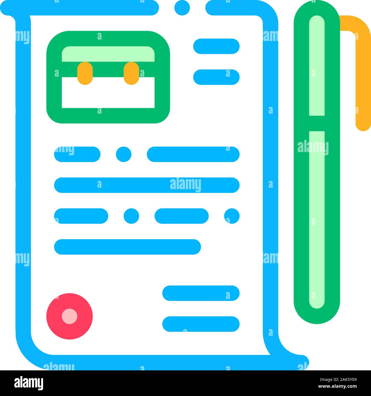 Job Agreement Contract Worksheet And Pen Vector Stock Vector
