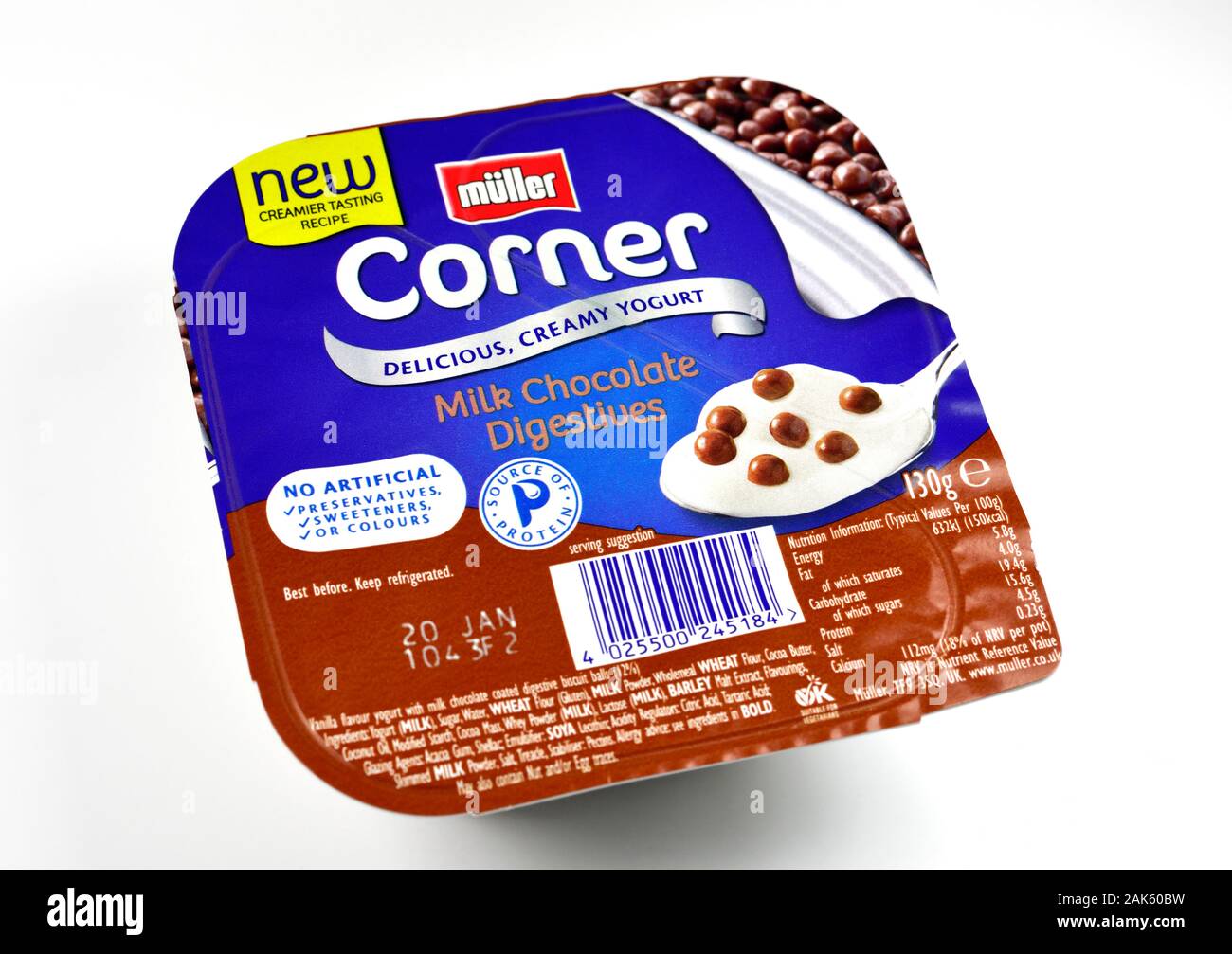 Muller corner yogurt,milk chocolate digestive,chilled dessert Stock Photo
