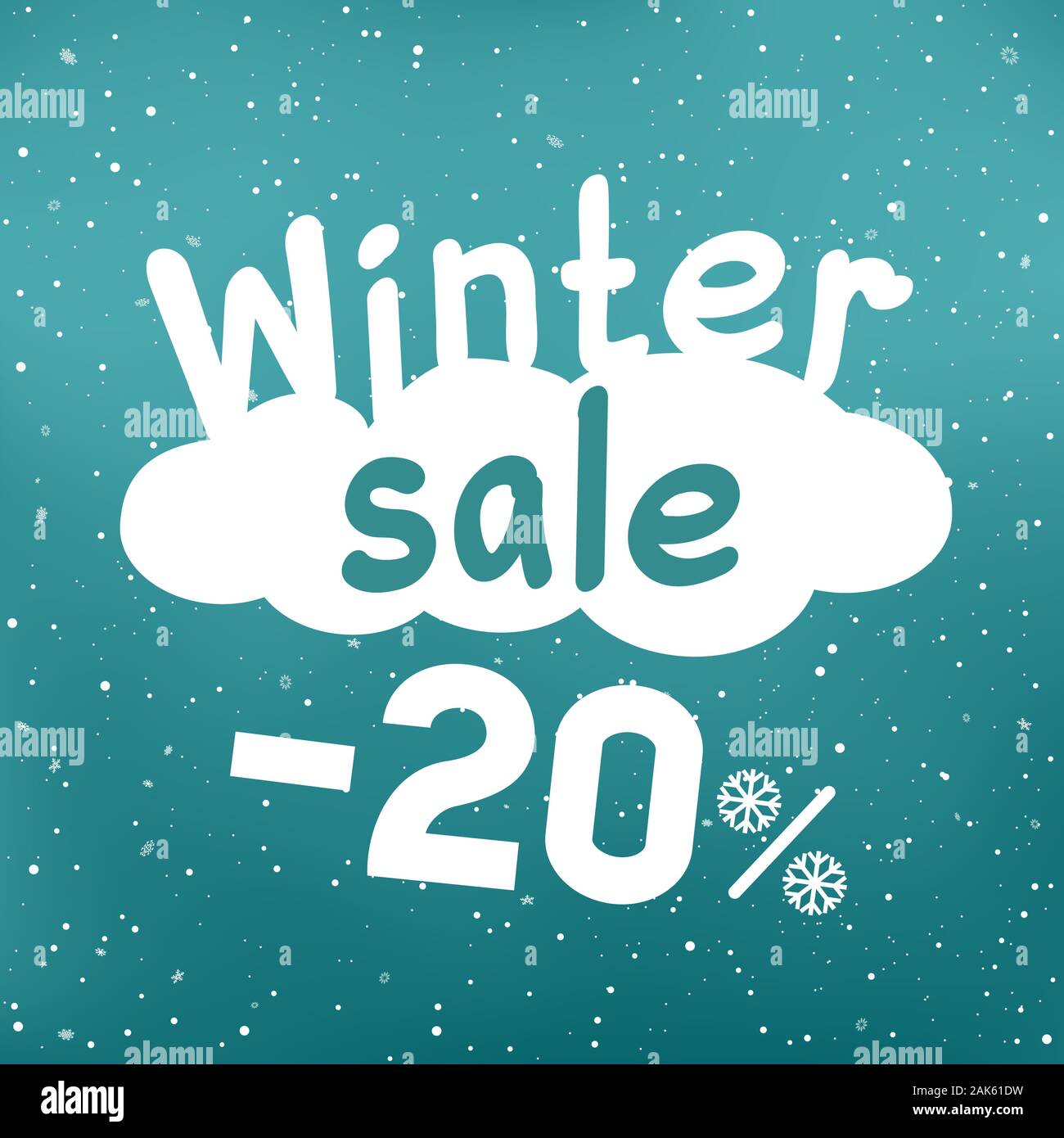 winter sale discount falls from cloud Stock Vector