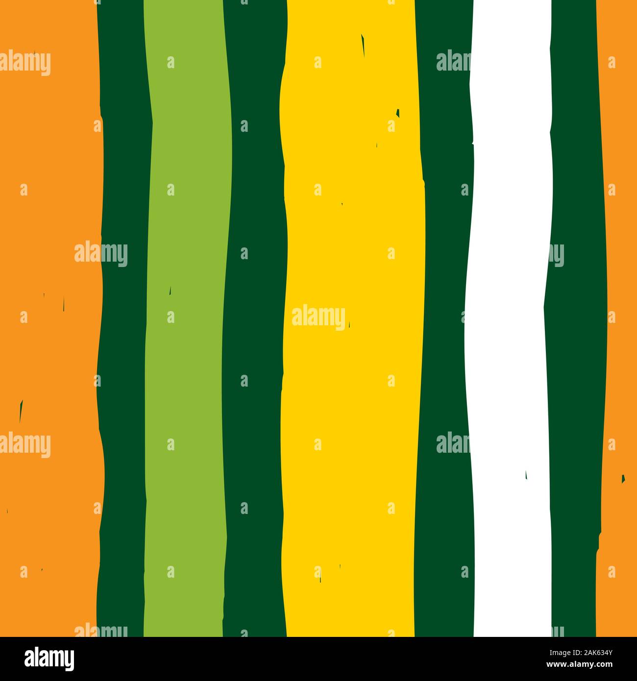 Vector think yellow and green striped paint lines seamless pattern. Suitable for summer poster backgrounds, swim wear, textile and giftwrap. Stock Vector