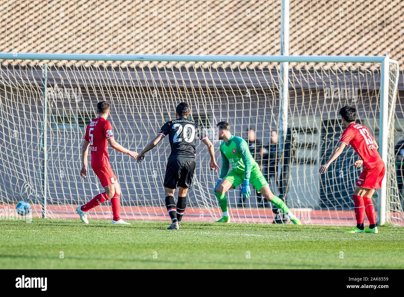 COIN - 07-01-2020. Eredivisie voetbal, season 2019-2020. Stadium Burgos Quintana.  Fortuna Dusseldorf player Steven Skrzybski scores the 0-1during the match FC Twente - Fortuna Dusseldorf, friendly. Stock Photo