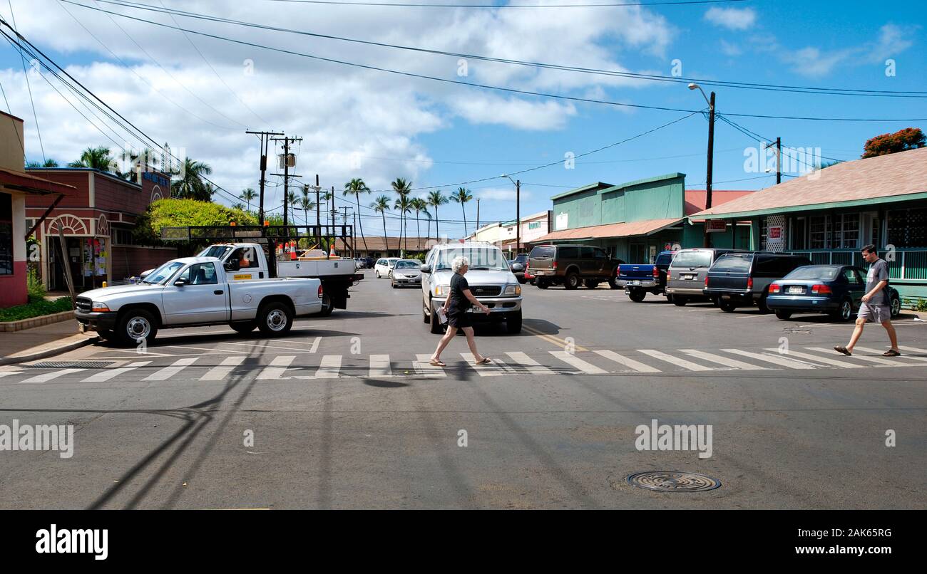 Kaunakakai city centre Molokai Hawaii Stock Photo
