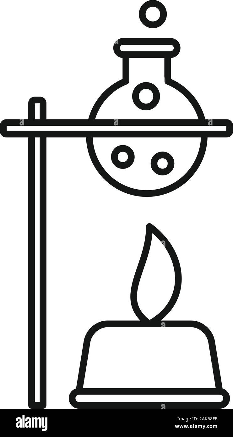 Boiling flask under fire icon. Outline boiling flask under fire vector ...