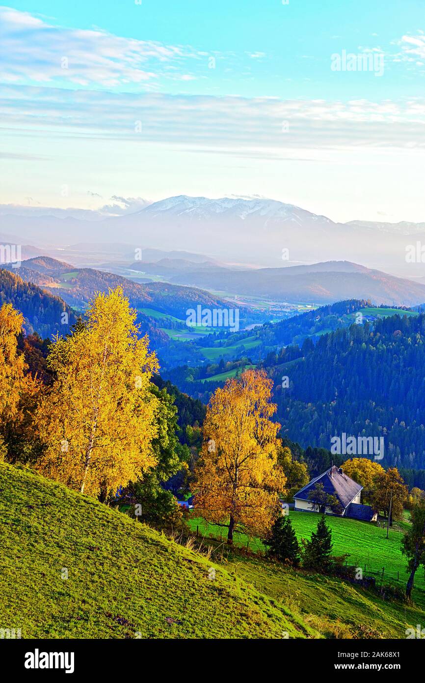 Jauntal: Landscahft bei Pustritz mit Blick auf die Karawanken, Kaernten | usage worldwide Stock Photo