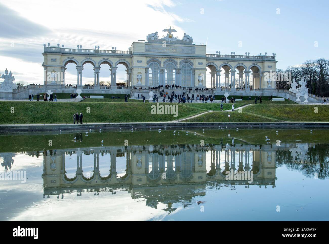 The Winter view of Gloriette structure built in 1775 in Schonbrunn
