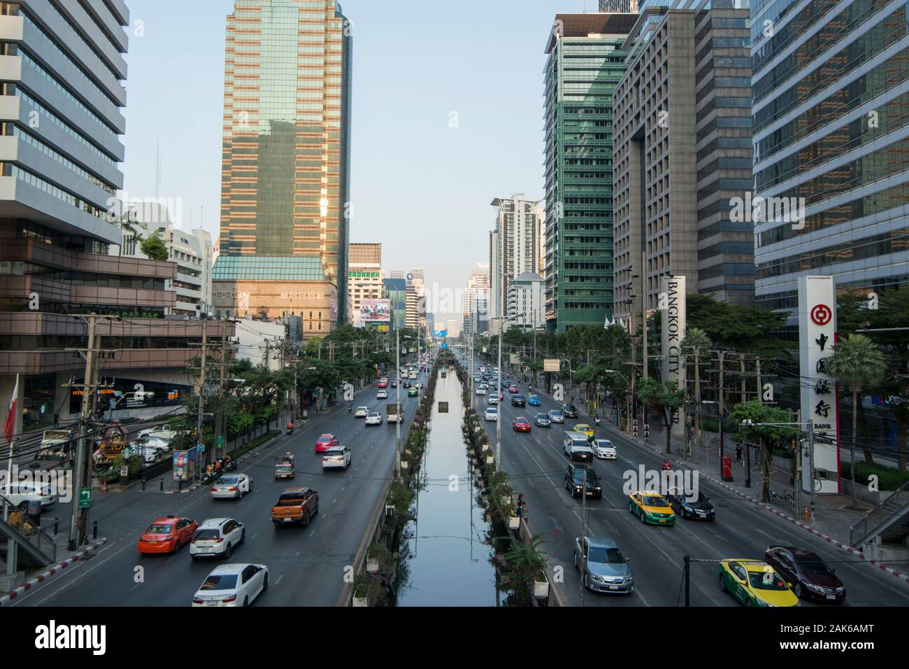 A Road With Skyline In Silom In The City Of Bangkok In Thailand In Southest Asia Thailand A Road With Skyline In Silom In The City Of Bangkok In Thailand In Southest Asia Thailand