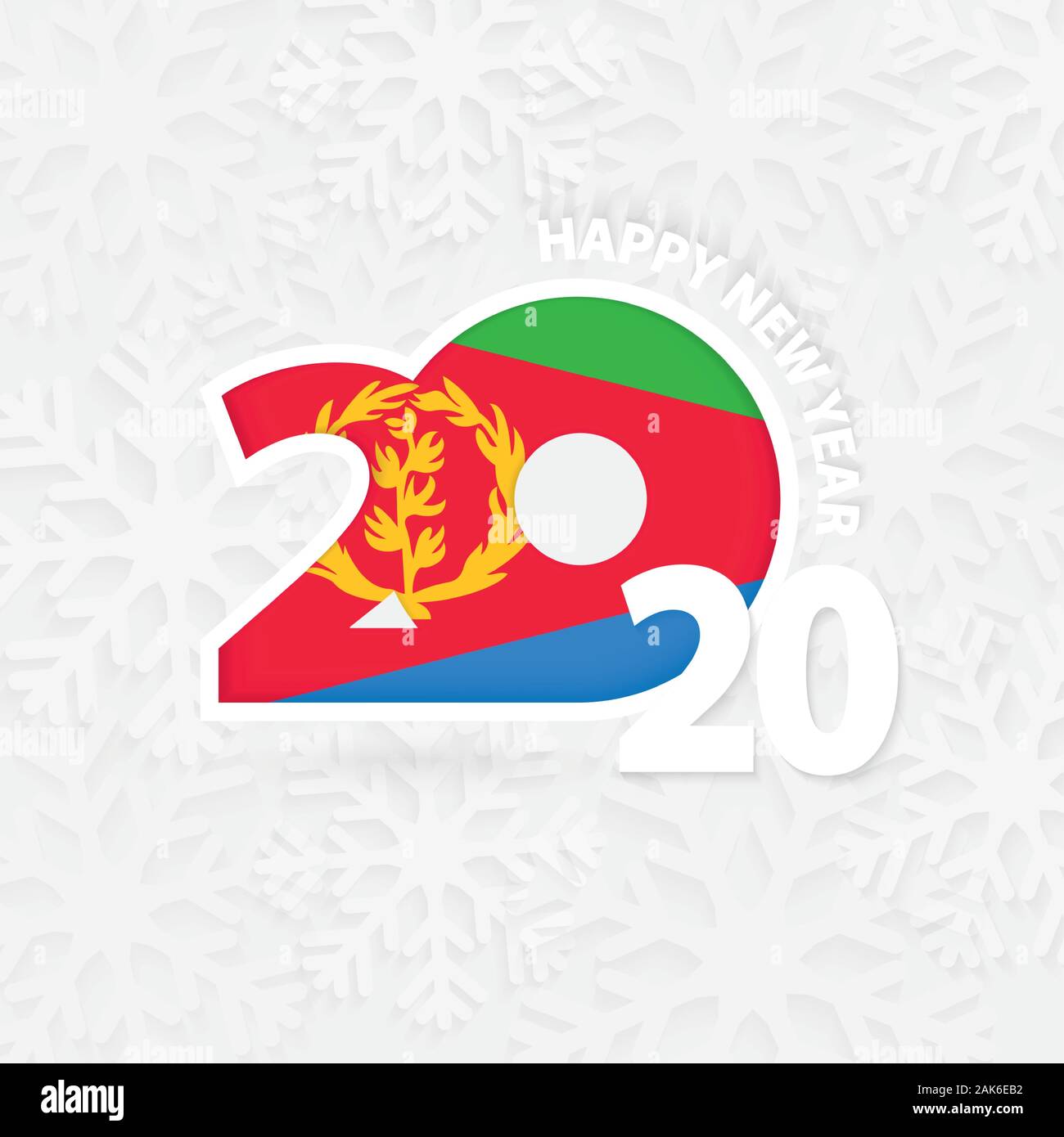 Happy New Year 2020 for Eritrea on snowflake background. Greeting