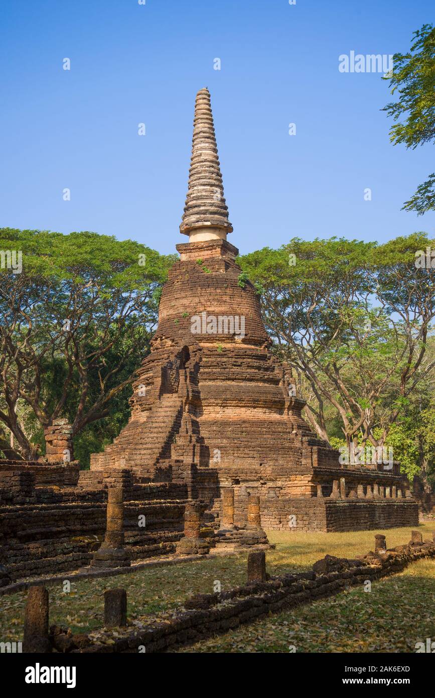 Ancient stupa of the Buddhist temple Wat Nang Phaya. Si Satchanalai Historical Park, Thailand Stock Photo