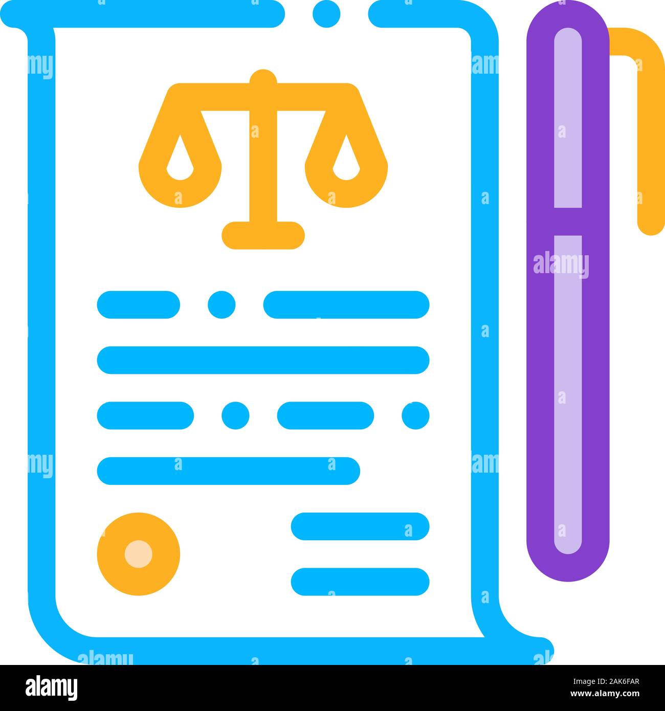 Sheet of Paper and Pen in Court Law And Judgement Icon Vector