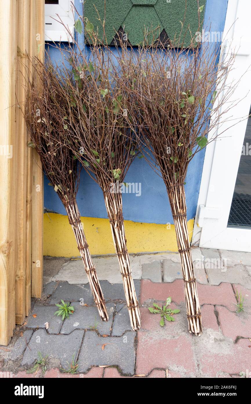 Handmade and decorative brooms for sale at hardware store. Rzeczyca
