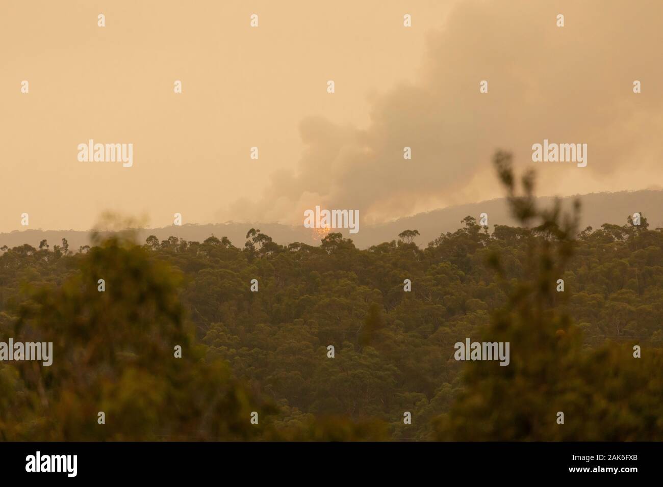 Bushfire burning in The Blue Mountains in Australia with considerable ...