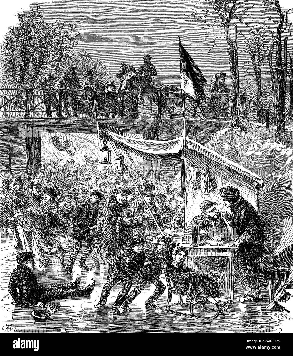 Zieten defeated the French victory at the Belle Alliance, La Haye Sainte, between Charleroi and Brussels, woodcut from 1864 Stock Photo