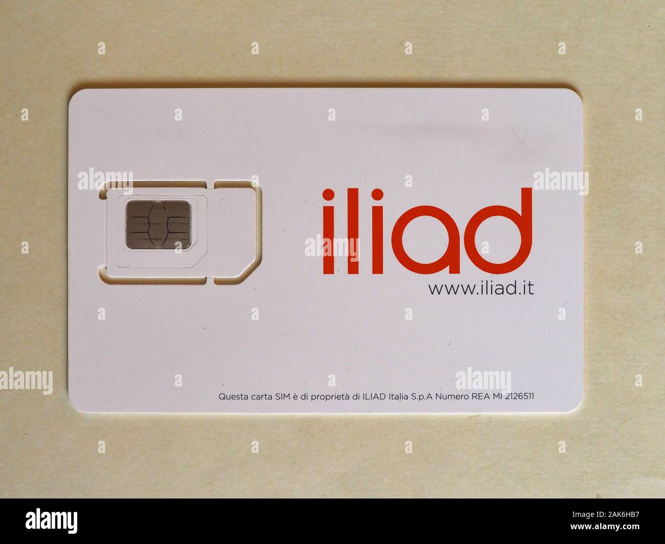 MILAN, ITALY - CIRCA OCTOBER 2019: Iliad mini micro and nano sim for mobile  telephone Stock Photo - Alamy