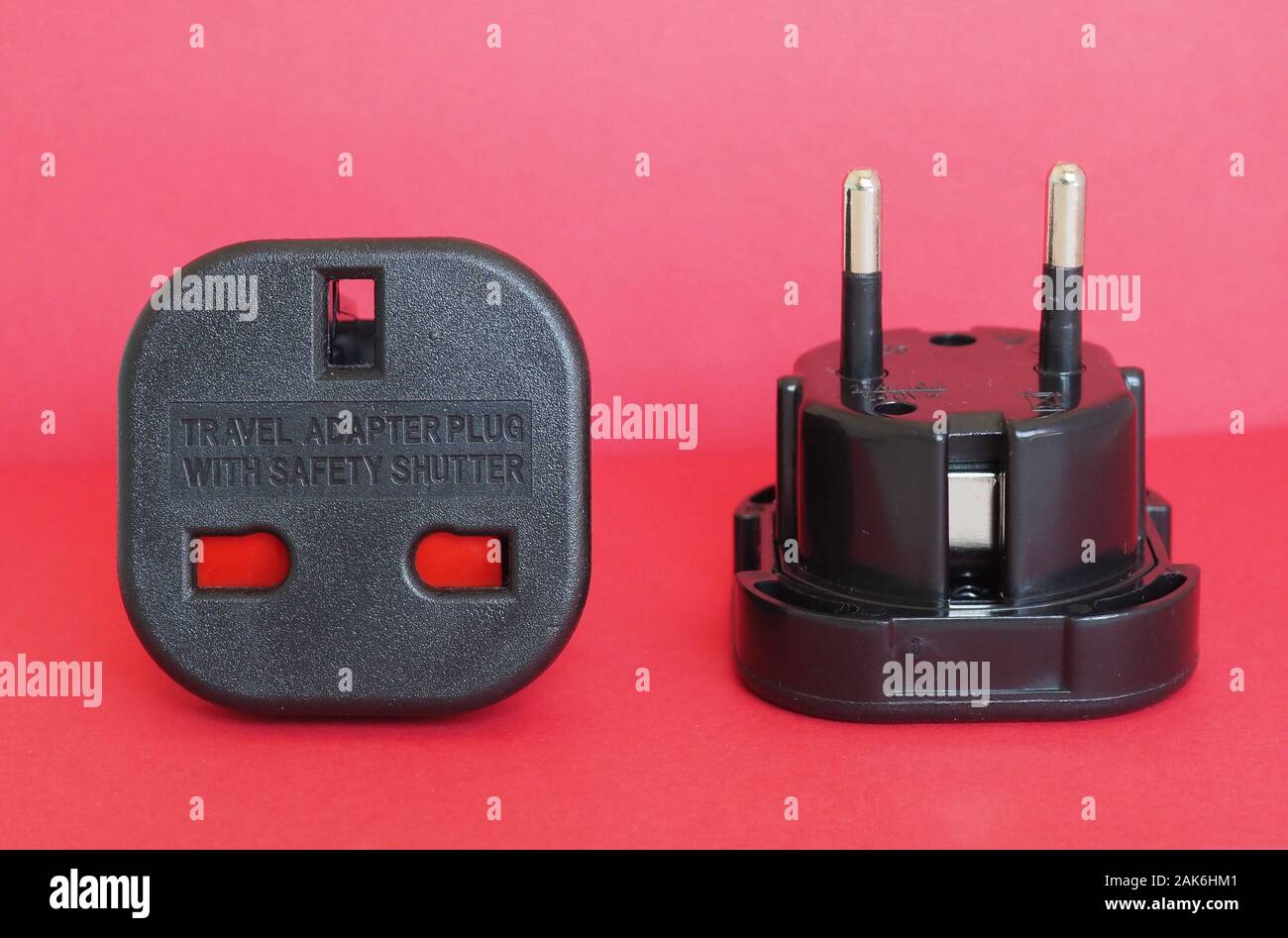 Type G (British) socket to Type F (Schuko) plug travel adapter with