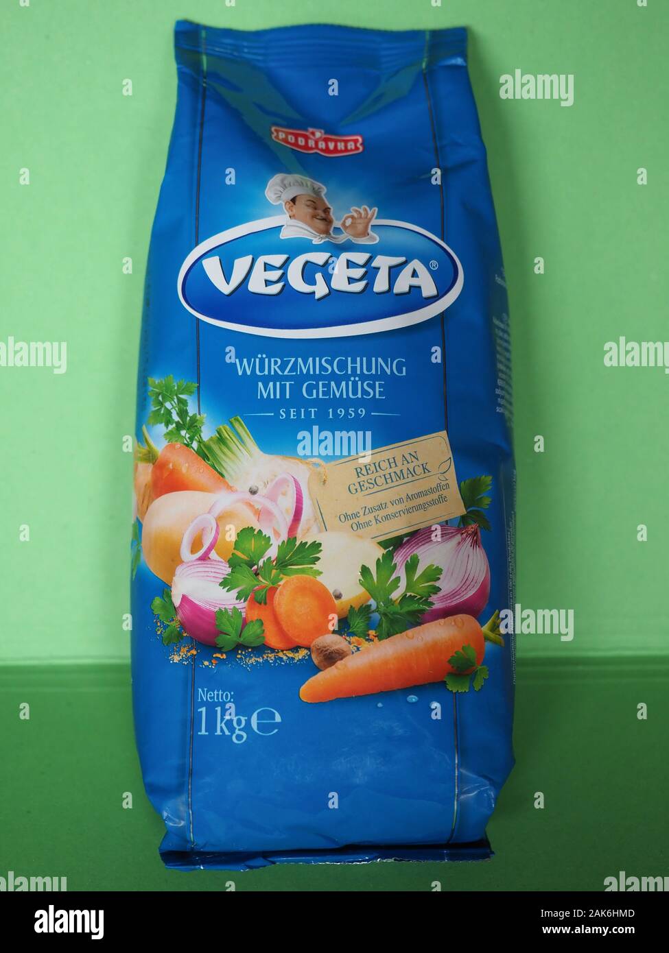 KOPRIVNICA, CROAZIA - CIRCA NOVEMBER 2019: Packet of Podravka Vegeta  Wuerzmischung mit Gemuese (translation: Seasoning with vegetables Stock  Photo - Alamy | 