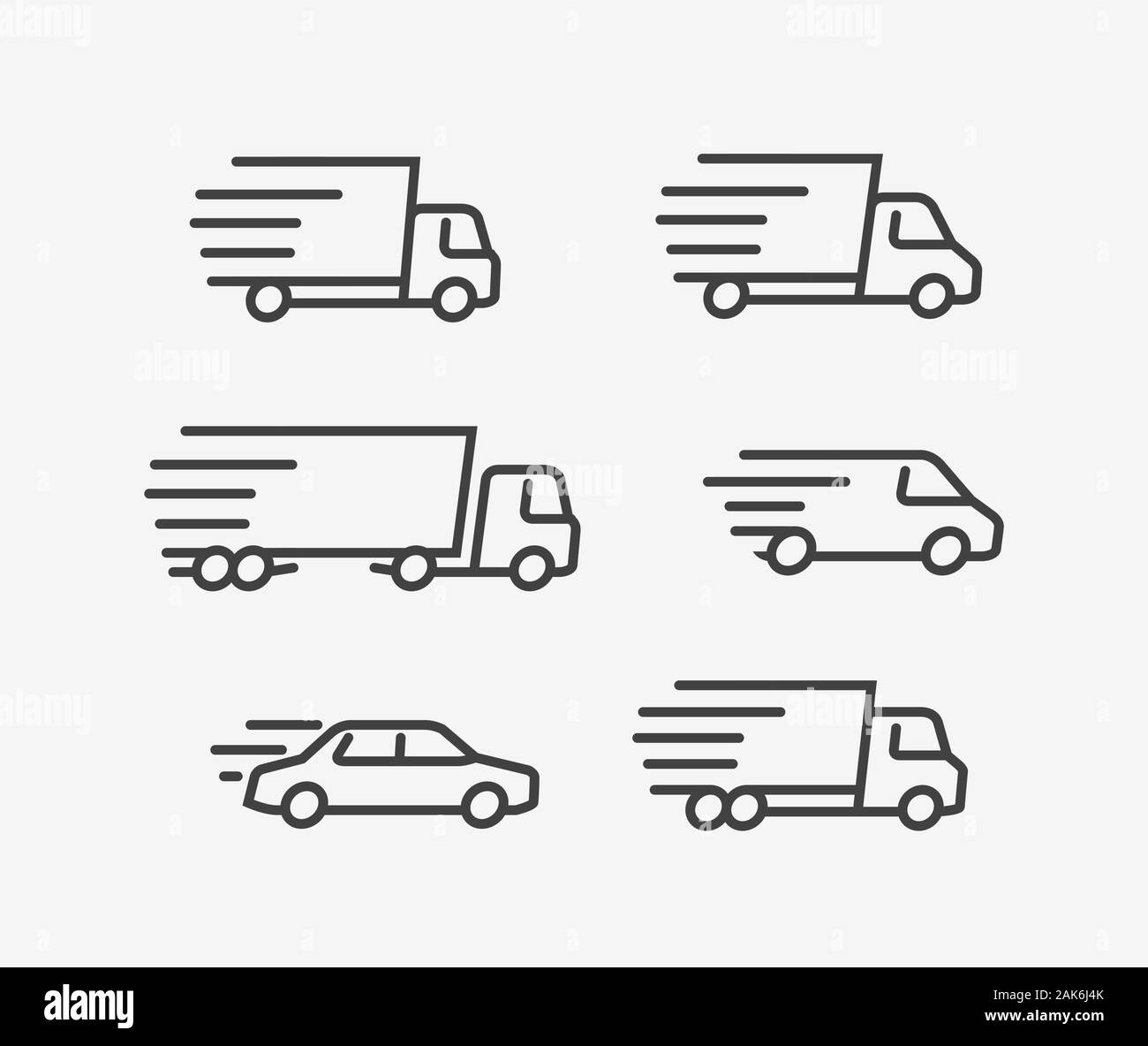 Fast delivery truck icon set. Transport, transportation vector Stock Vector