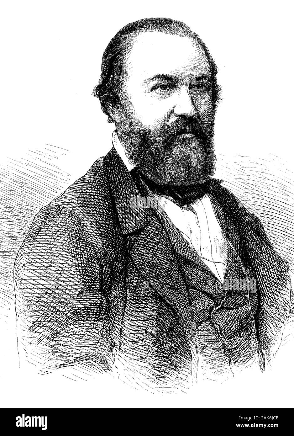 Ernst Carl Erdmann Heine, 1819 - 1888, a Saxon landowner, lawyer, businessman and politician (DFP). He was a deputy in the Saxony state parliament in the Reichstag and, woodcut from 1864 Stock Photo