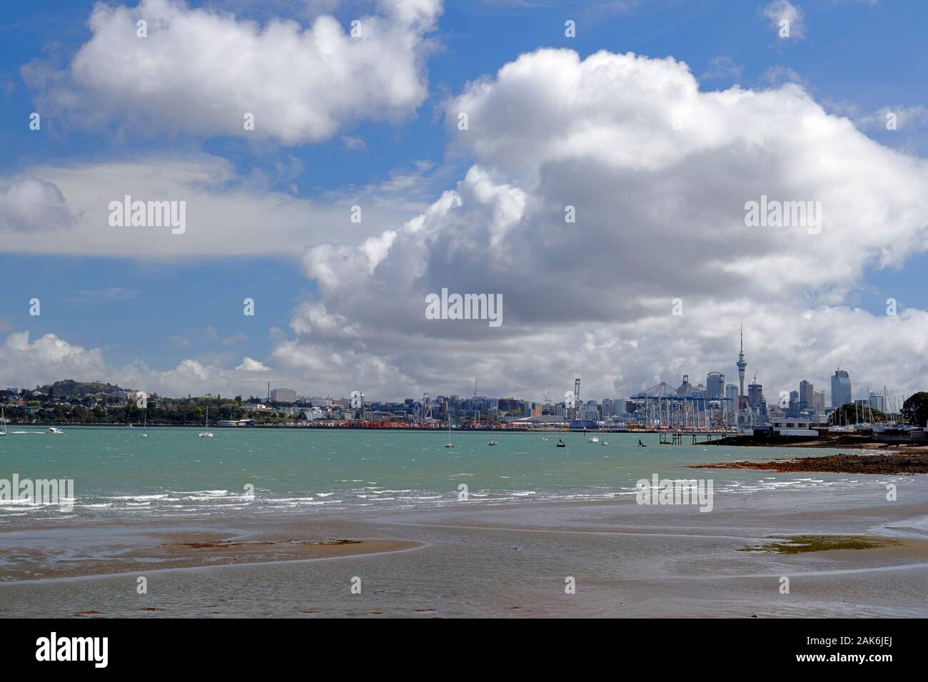View of Auckland skyline and CBD from Devonport, Auckland, New Zealand Stock Photo