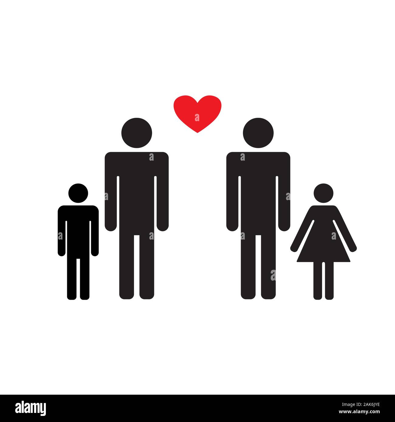 Gay couples and family with children icon Stock Vector