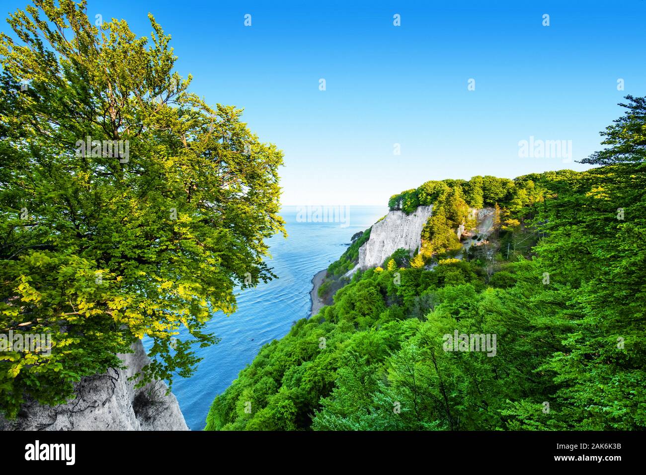 Nationalpark Jasmund: Blick vom Koenigsstuhl auf die Kreidefelsen der Stubbenkammer, Rugen | usage worldwide Stock Photo
