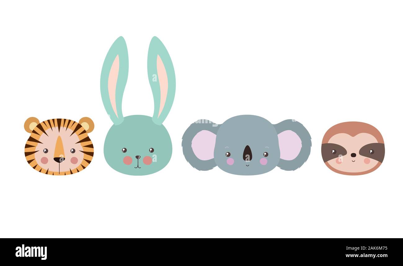 Tiger rabbit koala and sloth cartoon vector design Stock Vector Image ...