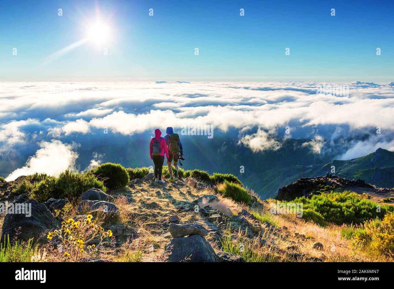 Sonnenaufgang auf dem Pico do Arieiro, Madeira usage worldwide Stock